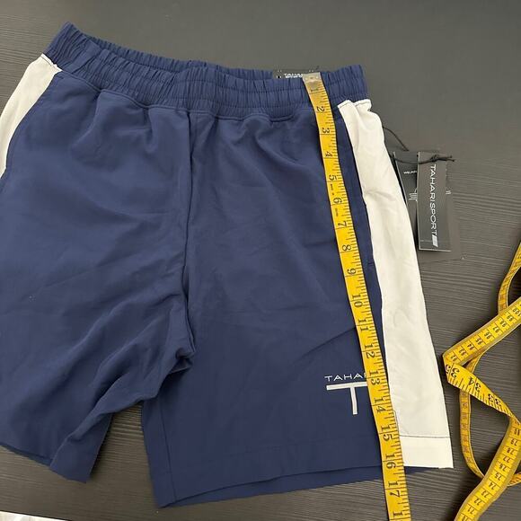 NWT Tahari Sport Blue White Elastic Drawstring Waist 7" Run Shorts Size Small - Picture 12 of 15